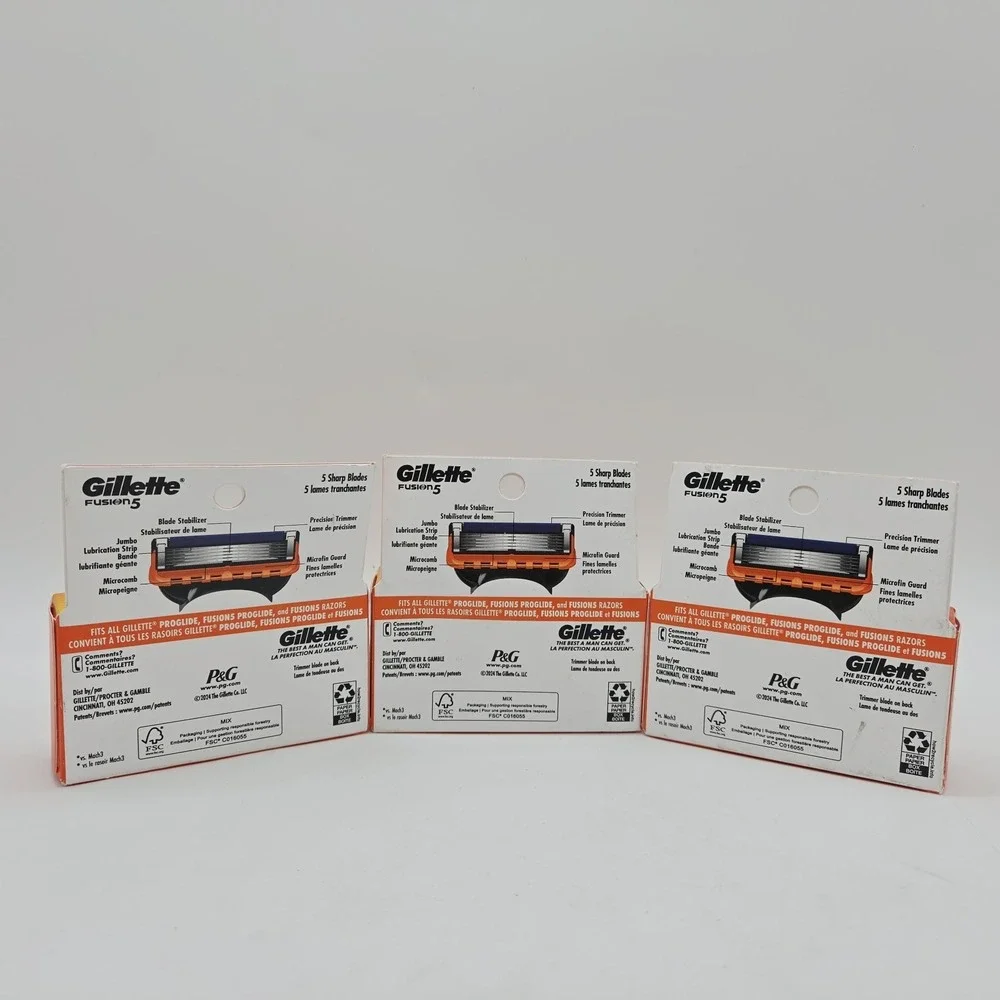 Lot 3 Gillette Fusion5 Power Razor Blade Refill Cartridges- 12 Total Cartridges